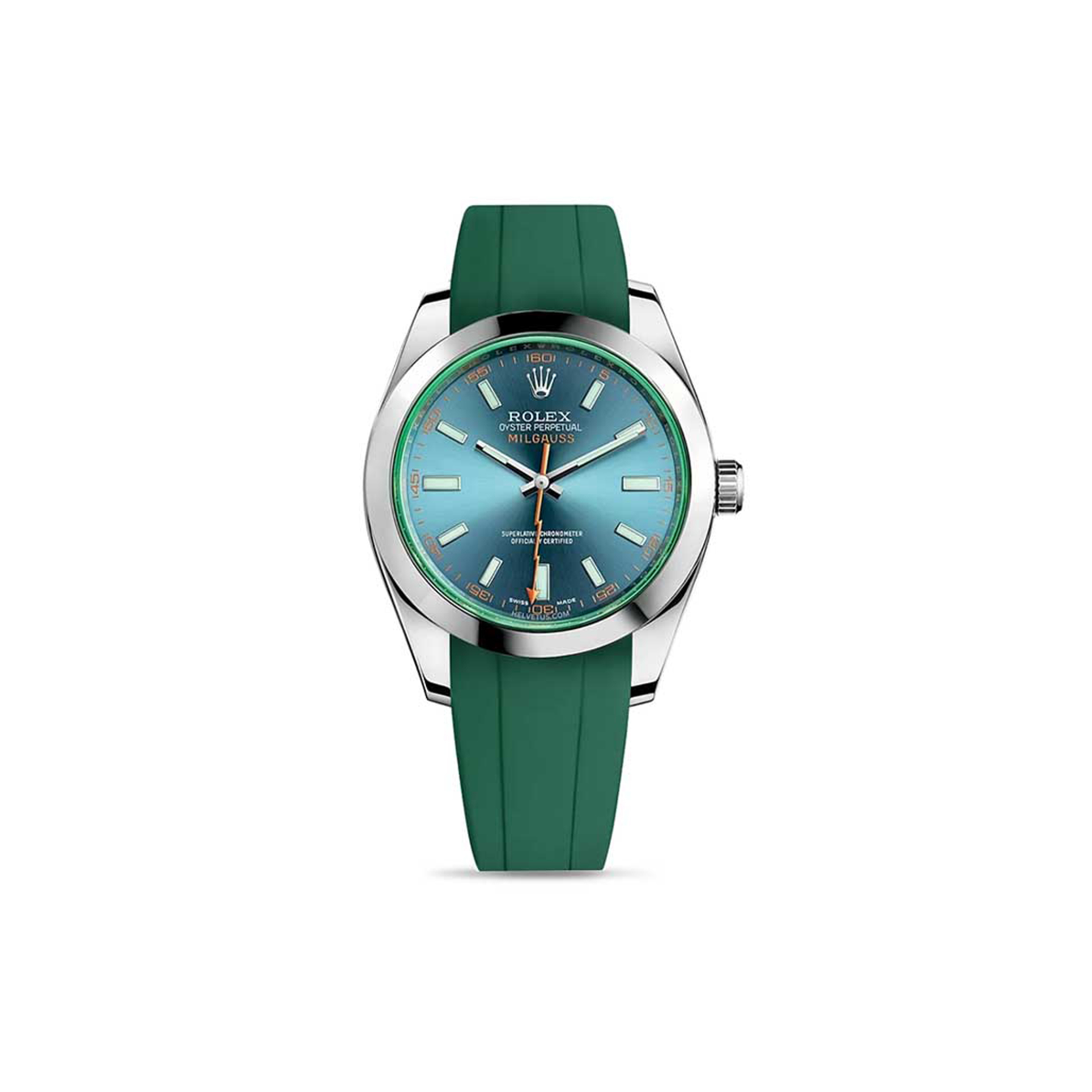 ROLEX DEPLOYANT RUBBER STRAP MILGAUSS GREEN 116400GV